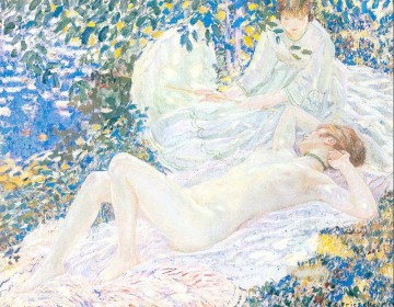 ヌード Painting - 夏の印象派のヌードフレデリック・カール・フリーセケ
